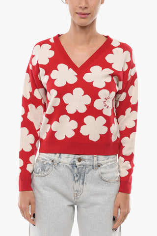 PARIS Floral Patterned Wool Blend Sweater