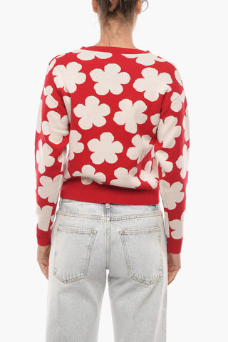 PARIS Floral Patterned Wool Blend Sweater