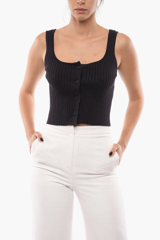 Front Buttoning Ribbed AVA Top