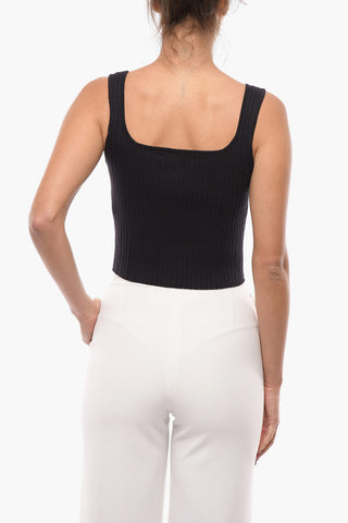 Front Buttoning Ribbed AVA Top