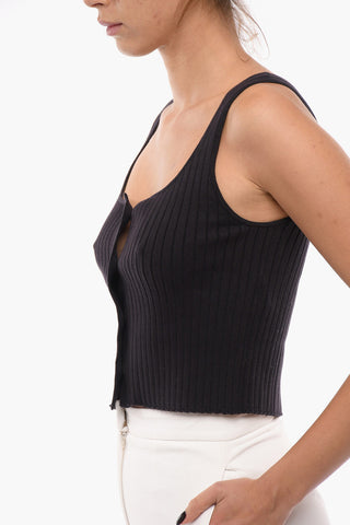 Front Buttoning Ribbed AVA Top