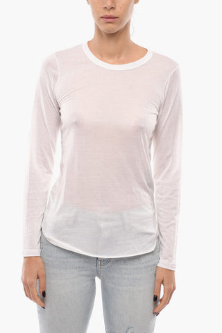 Long Sleeved Silk Blend KARO Crewneck Top