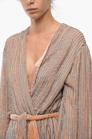Belted Sequined GABRIELLE Long Sleeved Dress