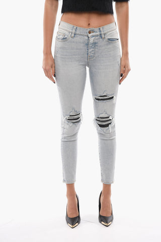 Distressed Light-Wash Skinny Jeans