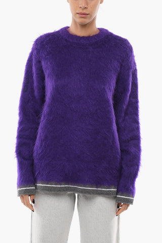 Mohair Blend Sweater with Contrasting Bands