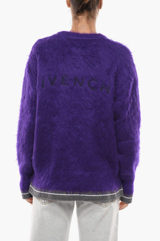 Mohair Blend Sweater with Contrasting Bands