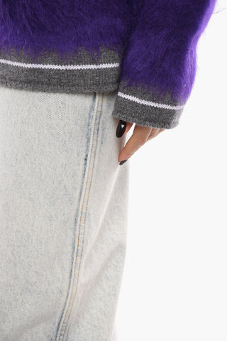 Mohair Blend Sweater with Contrasting Bands