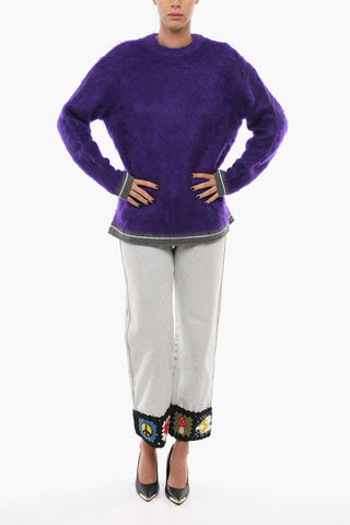 Mohair Blend Sweater with Contrasting Bands