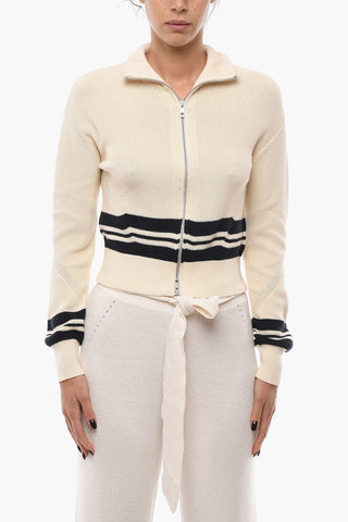 Cotton AMY Sweater with Zip Closure and Striped Details