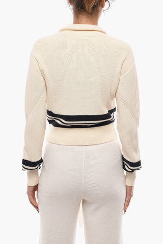 Cotton AMY Sweater with Zip Closure and Striped Details