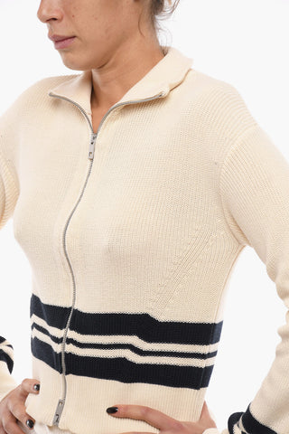 Cotton AMY Sweater with Zip Closure and Striped Details