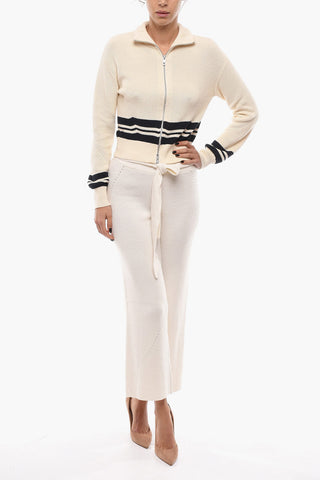 Cotton AMY Sweater with Zip Closure and Striped Details