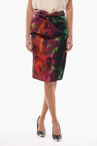 Tie-Dye Effect Midi Skirt ERIN with Front Knot