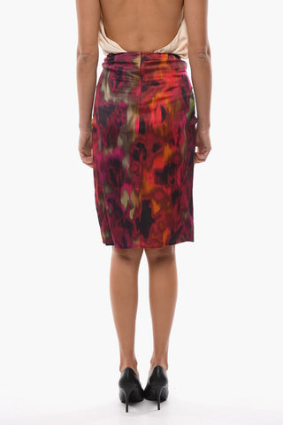 Tie-Dye Effect Midi Skirt ERIN with Front Knot
