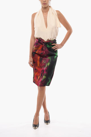 Tie-Dye Effect Midi Skirt ERIN with Front Knot