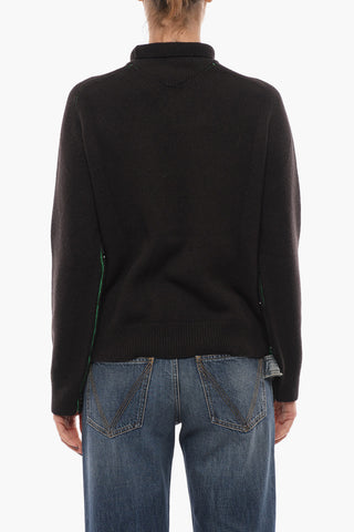 Wool Turtleneck Sweater with Decorative Buttons