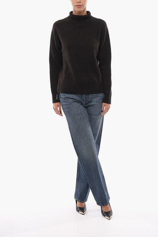 Wool Turtleneck Sweater with Decorative Buttons
