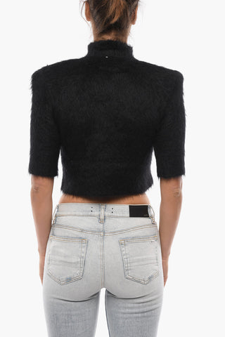 Mohair Blend Top with Padded Shoulders