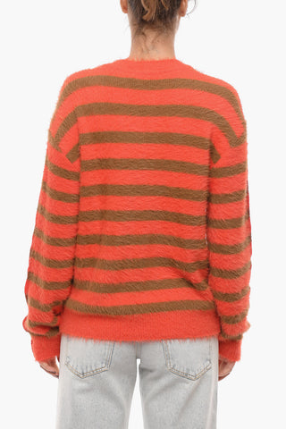 Crewneck Striped Eyelash Jumper