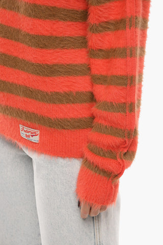 Crewneck Striped Eyelash Jumper