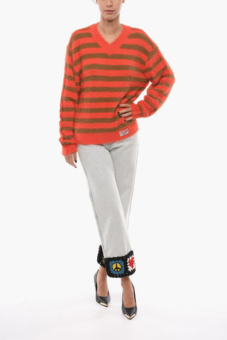 Crewneck Striped Eyelash Jumper