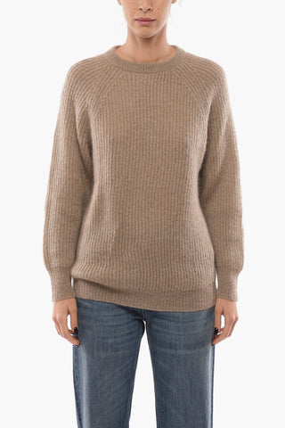 Maglia in Misto Mohair a Coste con Girocollo