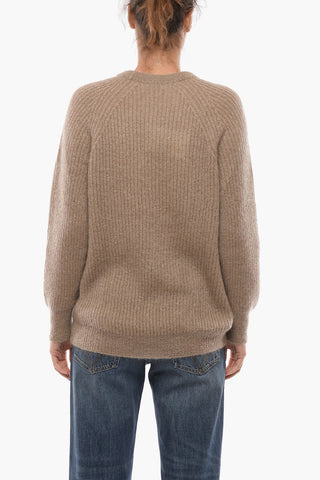 Maglia in Misto Mohair a Coste con Girocollo