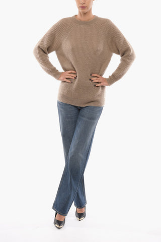 Maglia in Misto Mohair a Coste con Girocollo