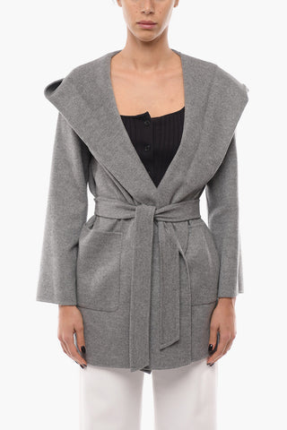 STUDIO Cappotto TONDO Cucito a Mano in Misto Lana con Cappuccio