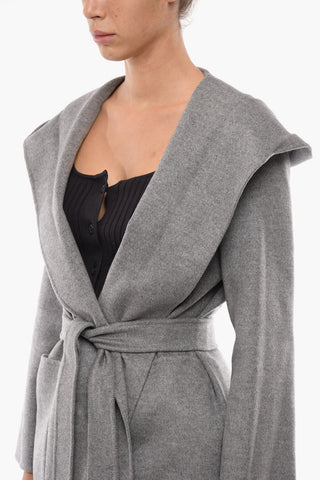 STUDIO Cappotto TONDO Cucito a Mano in Misto Lana con Cappuccio