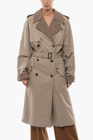 UNISEX Cotton Reversible Trench with Pied-de-poule Internal Wool
