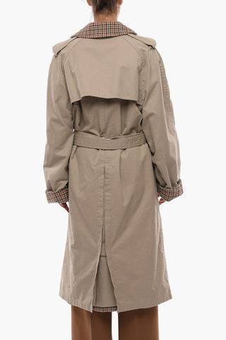 UNISEX Cotton Reversible Trench with Pied-de-poule Internal Wool