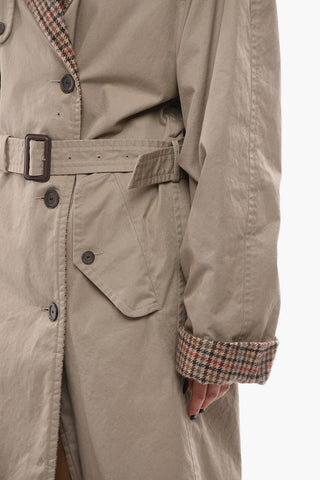 UNISEX Cotton Reversible Trench with Pied-de-poule Internal Wool