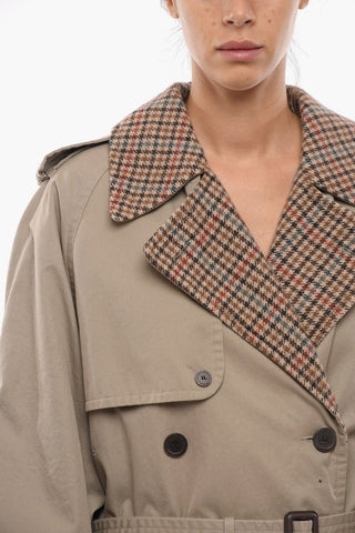 UNISEX Cotton Reversible Trench with Pied-de-poule Internal Wool
