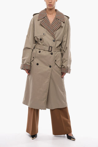 UNISEX Cotton Reversible Trench with Pied-de-poule Internal Wool