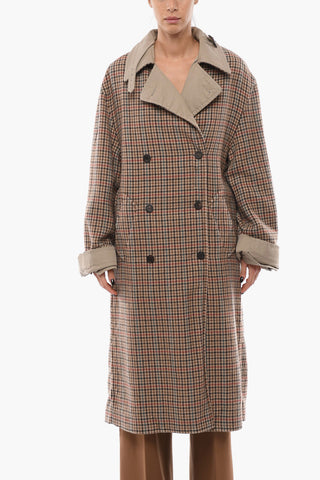 UNISEX Cotton Reversible Trench with Pied-de-poule Internal Wool