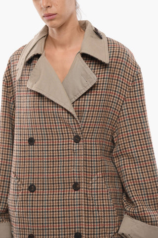 UNISEX Cotton Reversible Trench with Pied-de-poule Internal Wool
