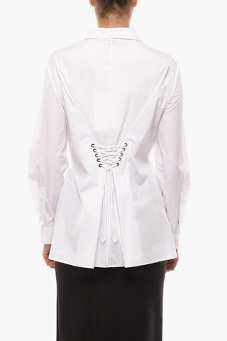 Camicia a Maniche Lunghe in Cotone con Dettaglio Lace-up