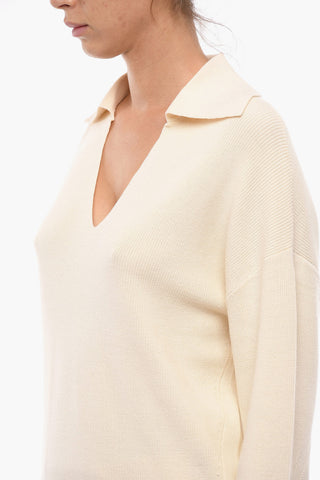 Cotton Blend AMY Sweater with Striped Details and Polo Neck