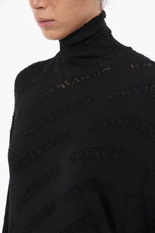Maglia Oversized a Collo Alto con Fantasia Logo