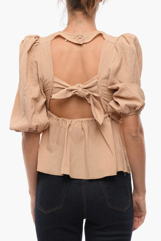 Blusa Bare Back CARRIE In Tessuto Seersucker
