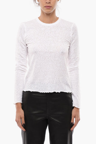 Embroidered Long Sleeve GEMMA Sheer Top