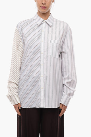 WHITE LINE Camicia in Cotone con Motivo Unbalanced