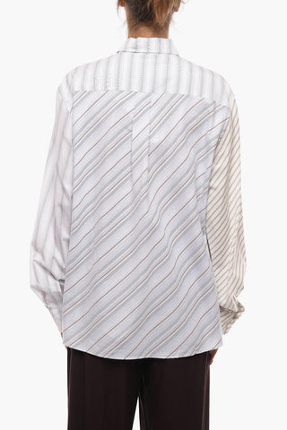 WHITE LINE Unbalanced Motif Cotton Shirt