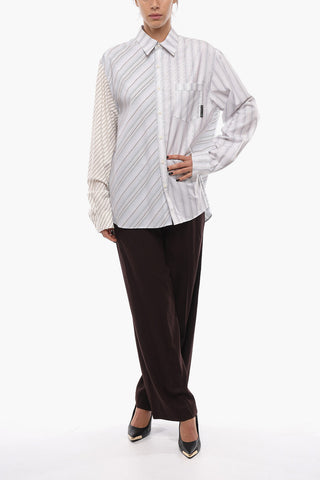 WHITE LINE Camicia in Cotone con Motivo Unbalanced