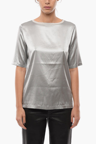 T-shirt A maniche Corte Girocollo In Seta 