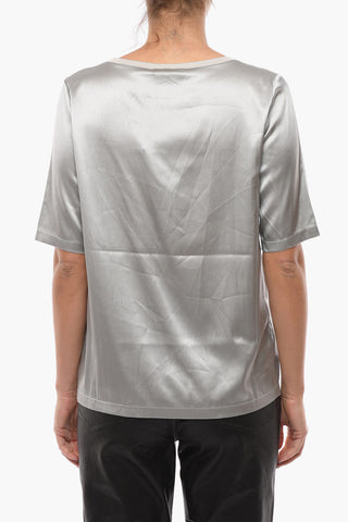 T-shirt A maniche Corte Girocollo In Seta 