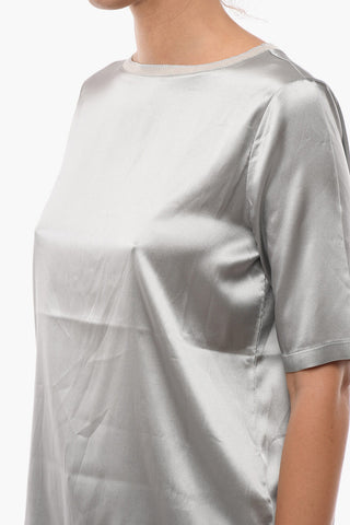T-shirt A maniche Corte Girocollo In Seta 