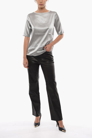 T-shirt A maniche Corte Girocollo In Seta 