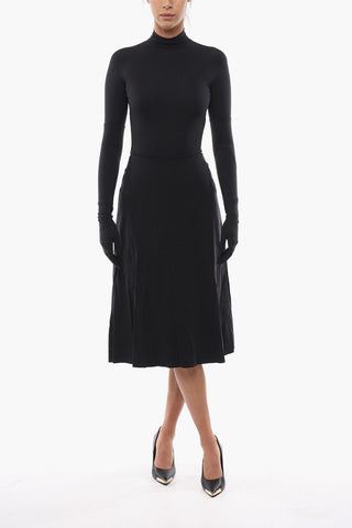 Gloved Turtleneck Dress with Inner Bodysuit